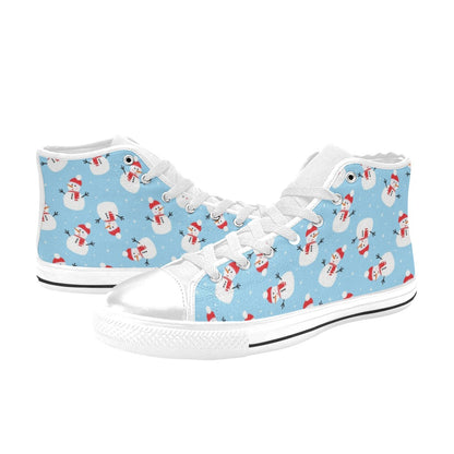 Snowman Print Design LKS305 High Top Women's White Shoes