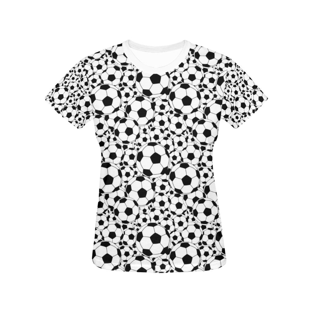 Soccer Ball Print Design LKS301 Women's  T-shirt