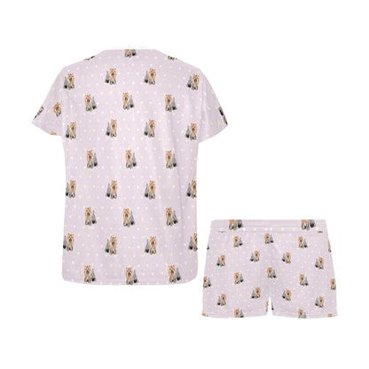 Yorkshire Terriers Print Design LKS302 Women's Short Pajama Set