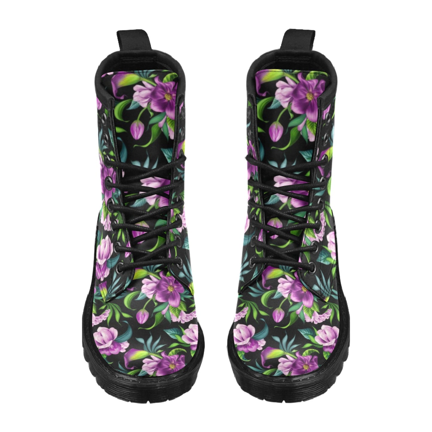 Bright Purple Floral Pattern Women's Boots