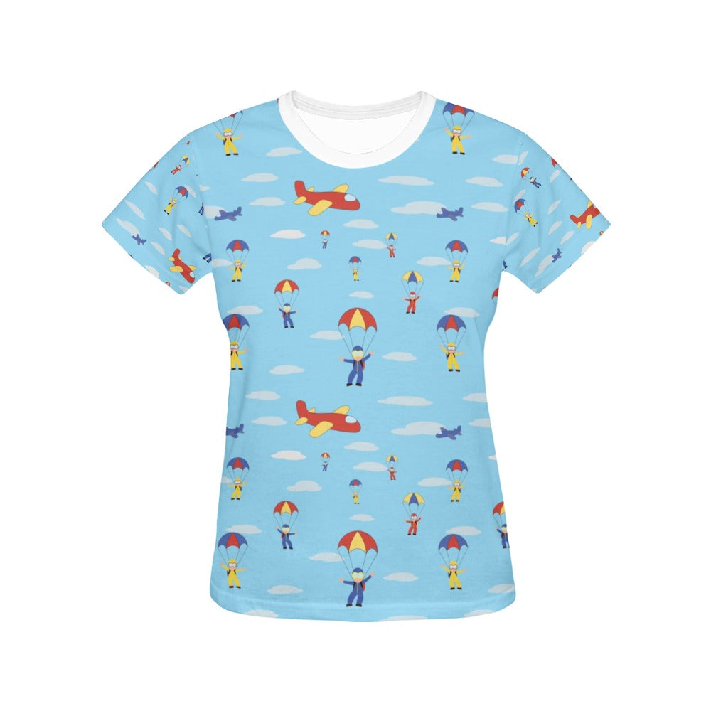 Skydiver Print Design LKS304 Women's  T-shirt
