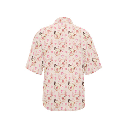Pig Print Design LKS406 Women's Hawaiian Shirt