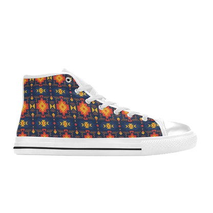 Southwest Pattern Print Design LKS307 High Top Women's White Shoes