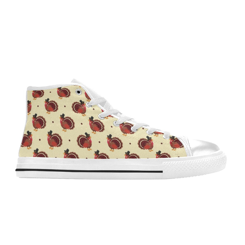 Thanksgiving Print Design LKS3010 High Top Women's White Shoes