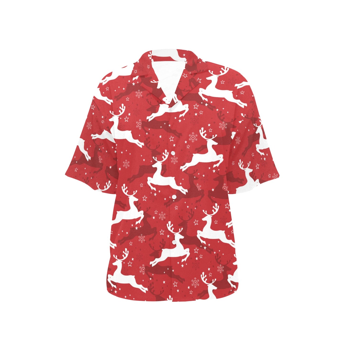 Reindeer Red Pattern Print Design 01 Women's Hawaiian Shirt