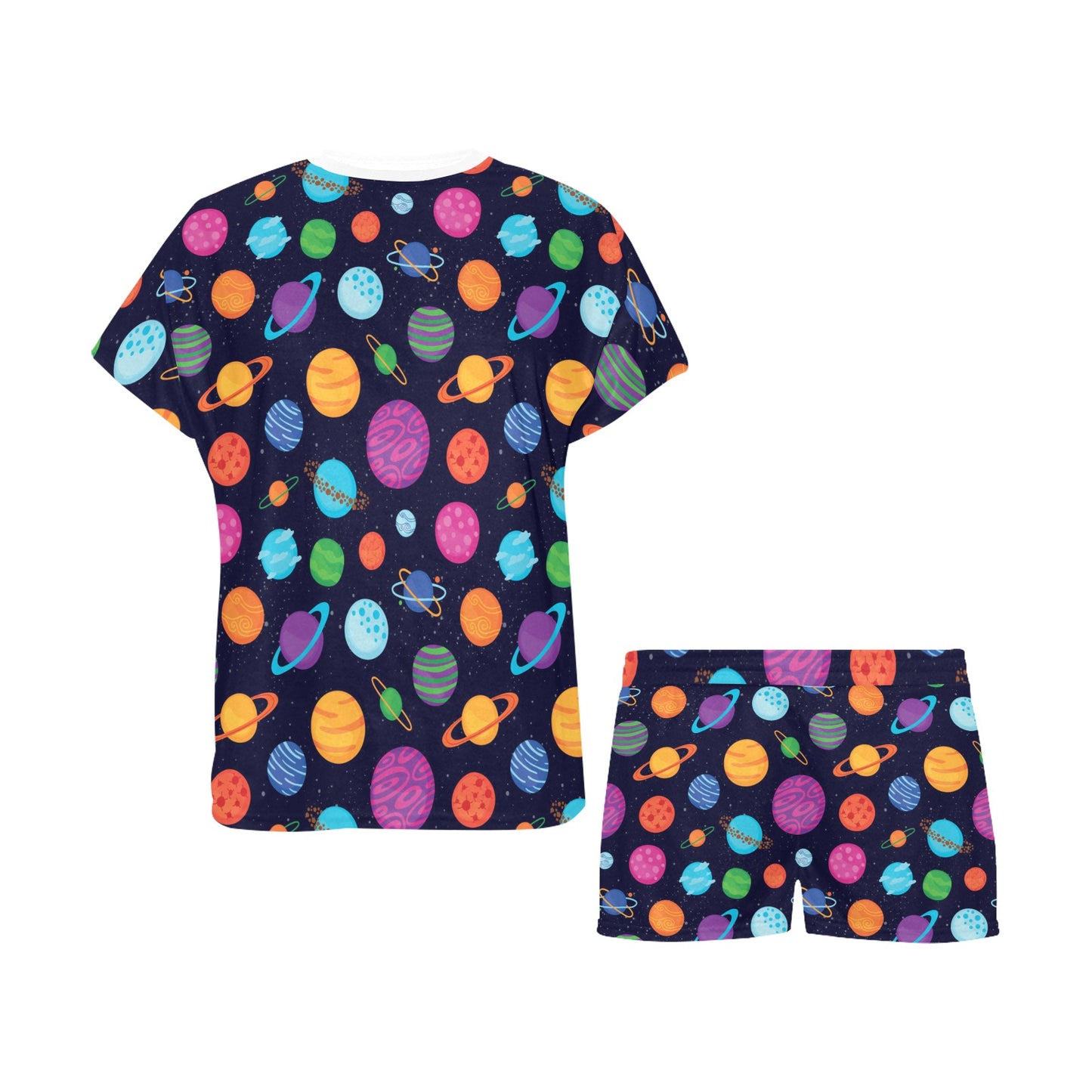 Planet Multicolor Print Design LKS302 Women's Short Pajama Set
