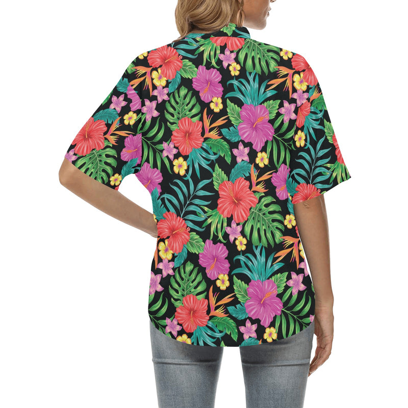 Hibiscus Red Hawaiian Flower Women's Hawaiian Shirt