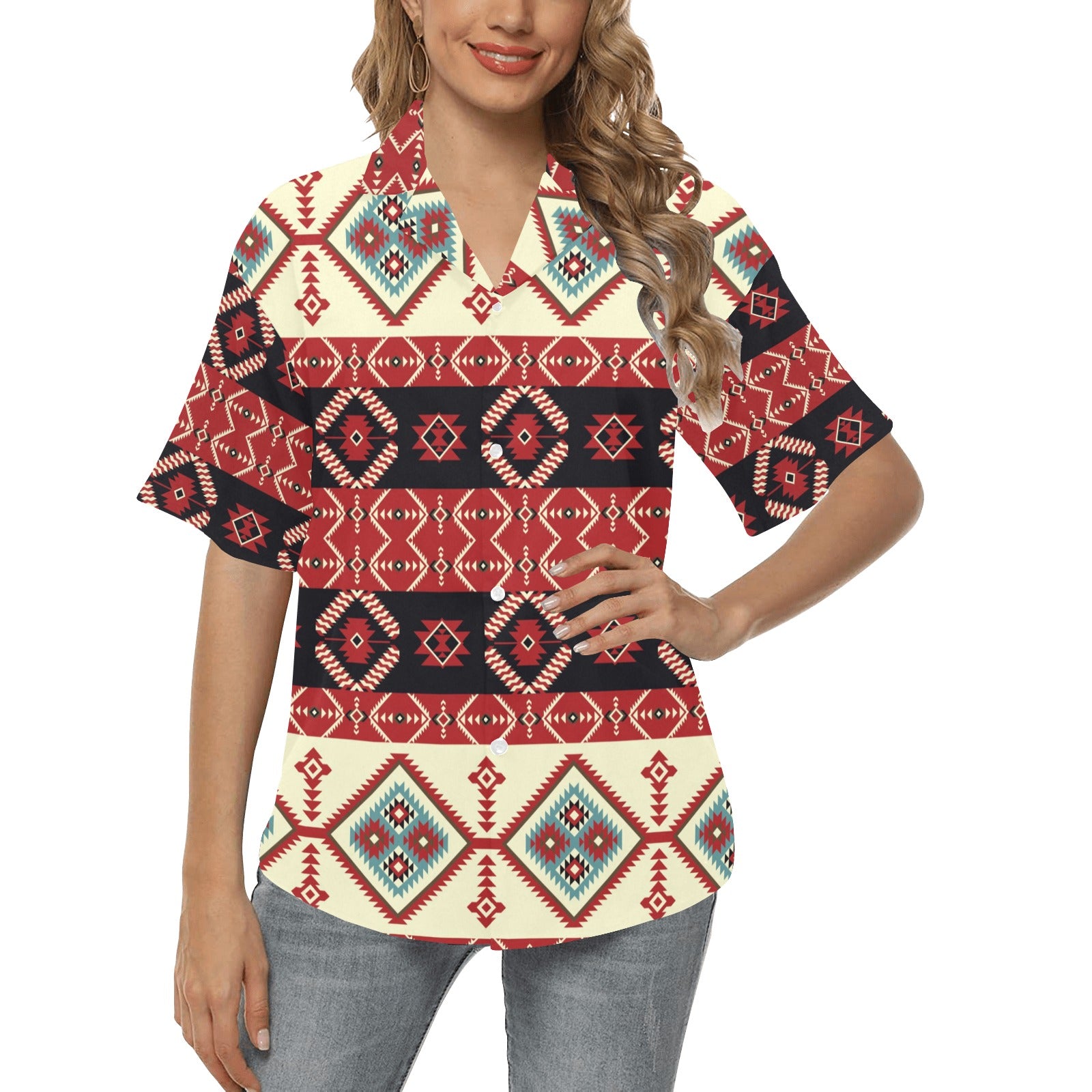 Navajo Pattern Print Design A05 Women's Hawaiian Shirt