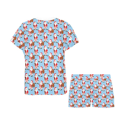 Santa Christmas Themed Print Design LKS305 Women's Short Pajama Set