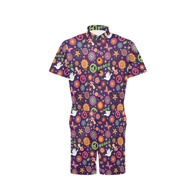 Flower Power Peace Design Print Men's Romper