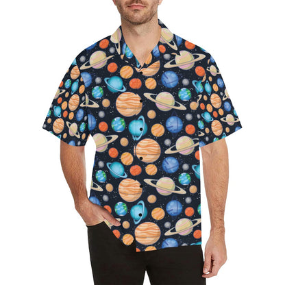 Planet Colorful Print Design LKS301 Men's Hawaiian Shirt