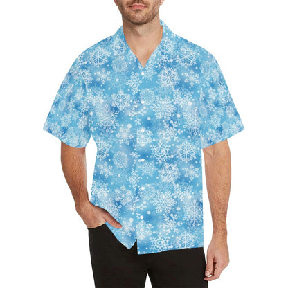 Snowflake Blue Print Design LKS301 Men's Hawaiian Shirt