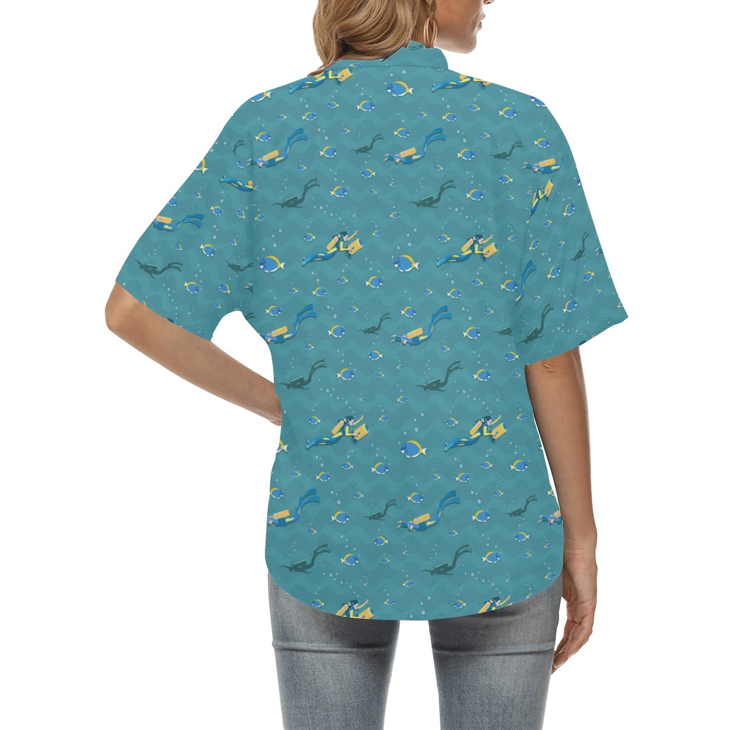 Scuba Driving Pattern Print Design LKS306 Women's Hawaiian Shirt