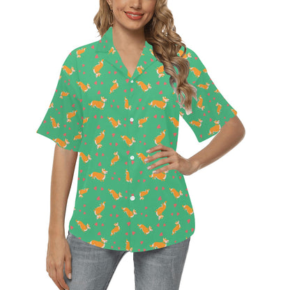 Cardigan Welsh Corgis Pattern Print Design 03 Women's Hawaiian Shirt