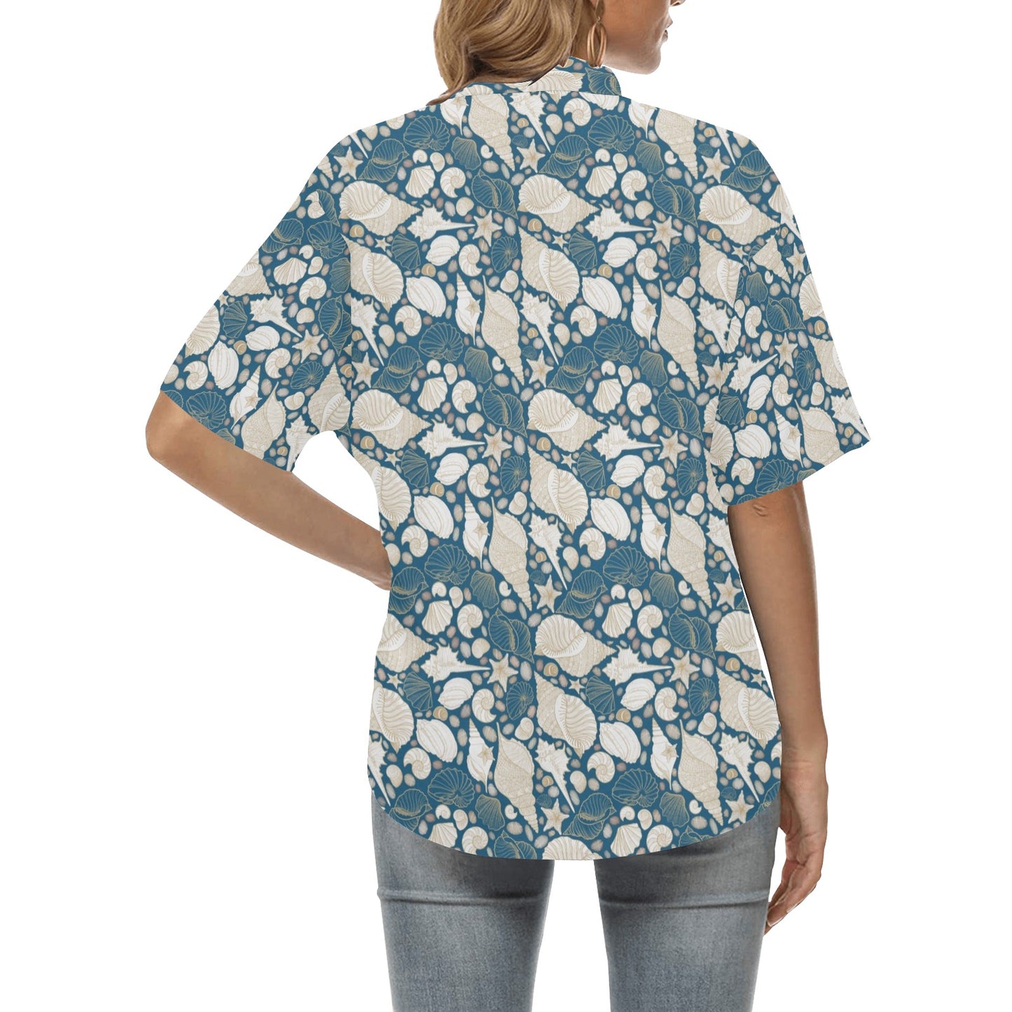 Seashell Print Design LKS308 Women's Hawaiian Shirt