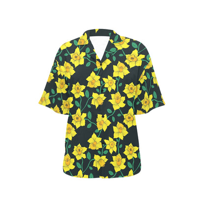 Daffodils Pattern Print Design DF03 Women's Hawaiian Shirt