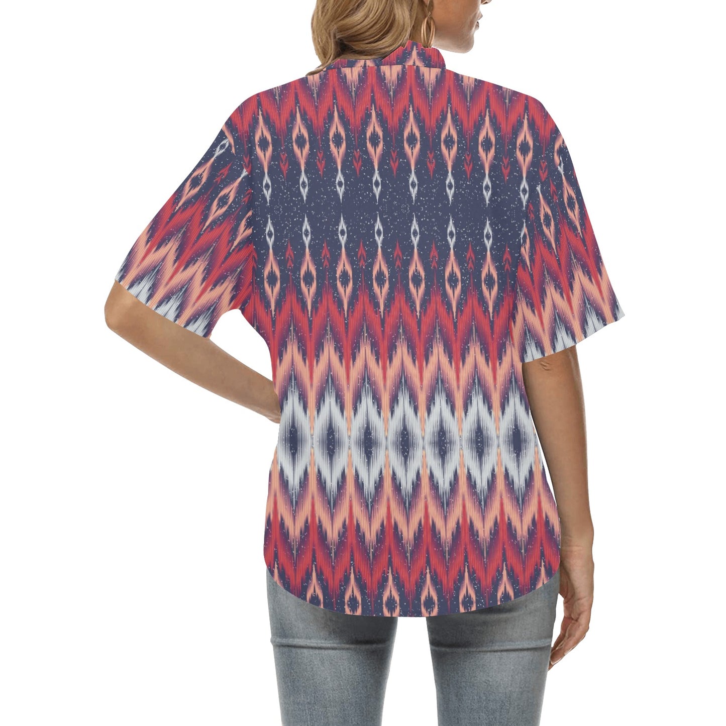 Ikat Print Design LKS401 Women's Hawaiian Shirt