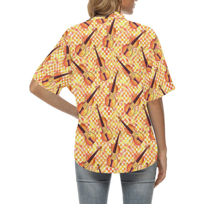 Violin Pattern Print Design 03 Women's Hawaiian Shirt