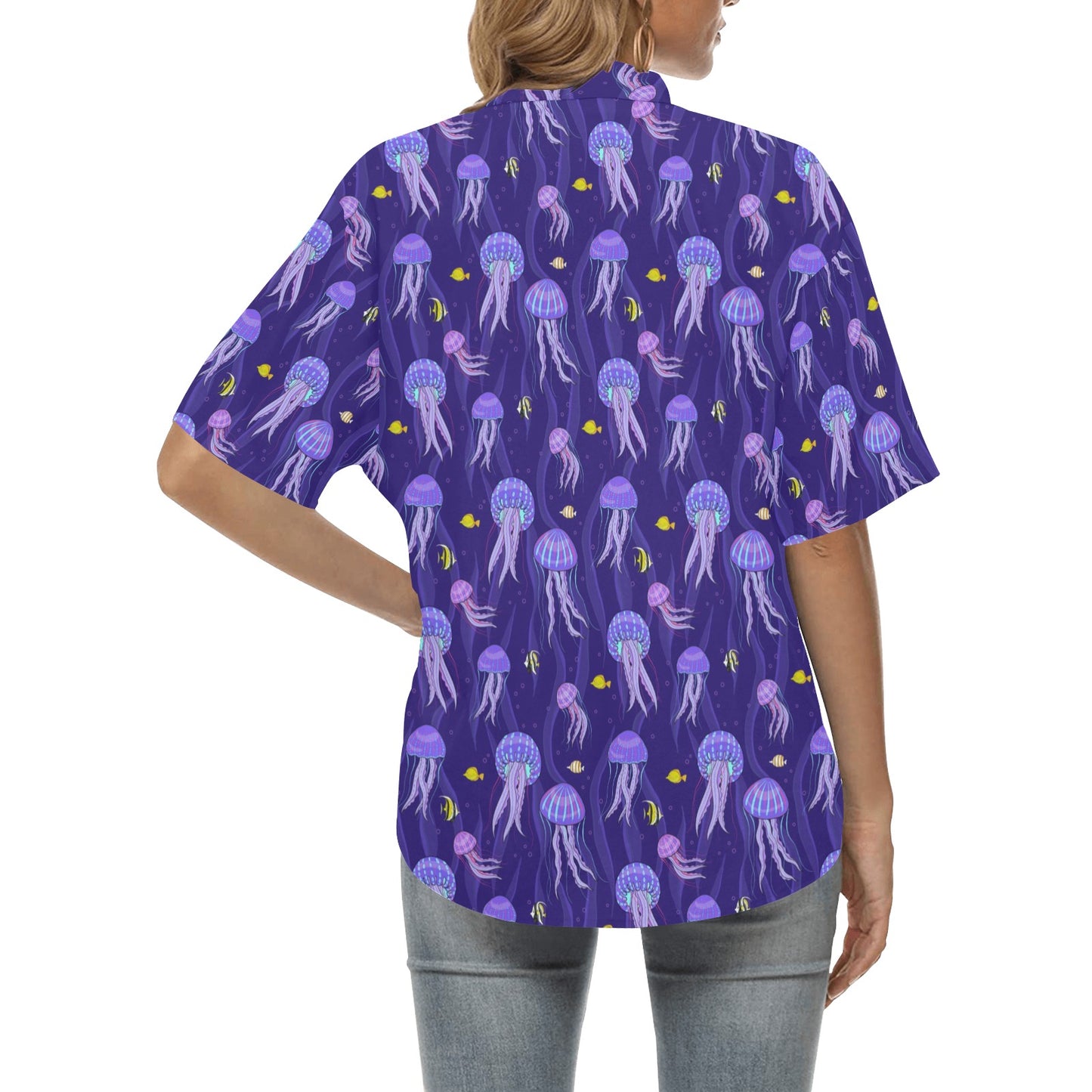 Jellyfish Style Print Women's Hawaiian Shirt