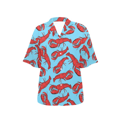 Lobster Red Pattern Print Design 03 Women's Hawaiian Shirt