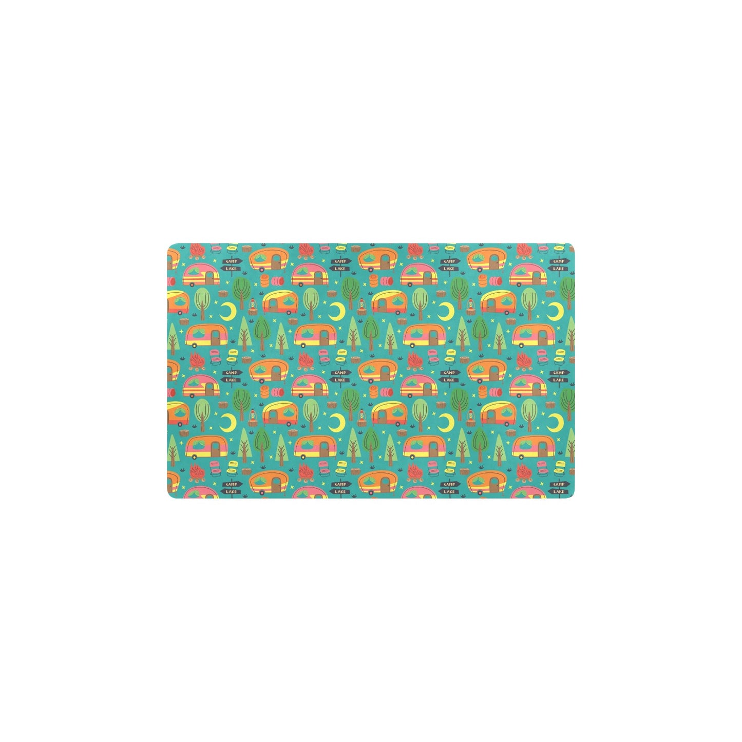 Camping Camper Pattern Print Design 05 Kitchen Mat