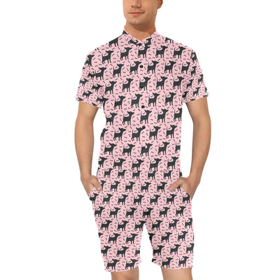 Chihuahua Pink Print Pattern Men's Romper