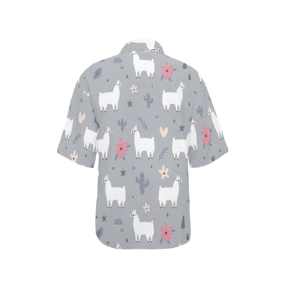 Llama Pattern Print Design 010 Women's Hawaiian Shirt