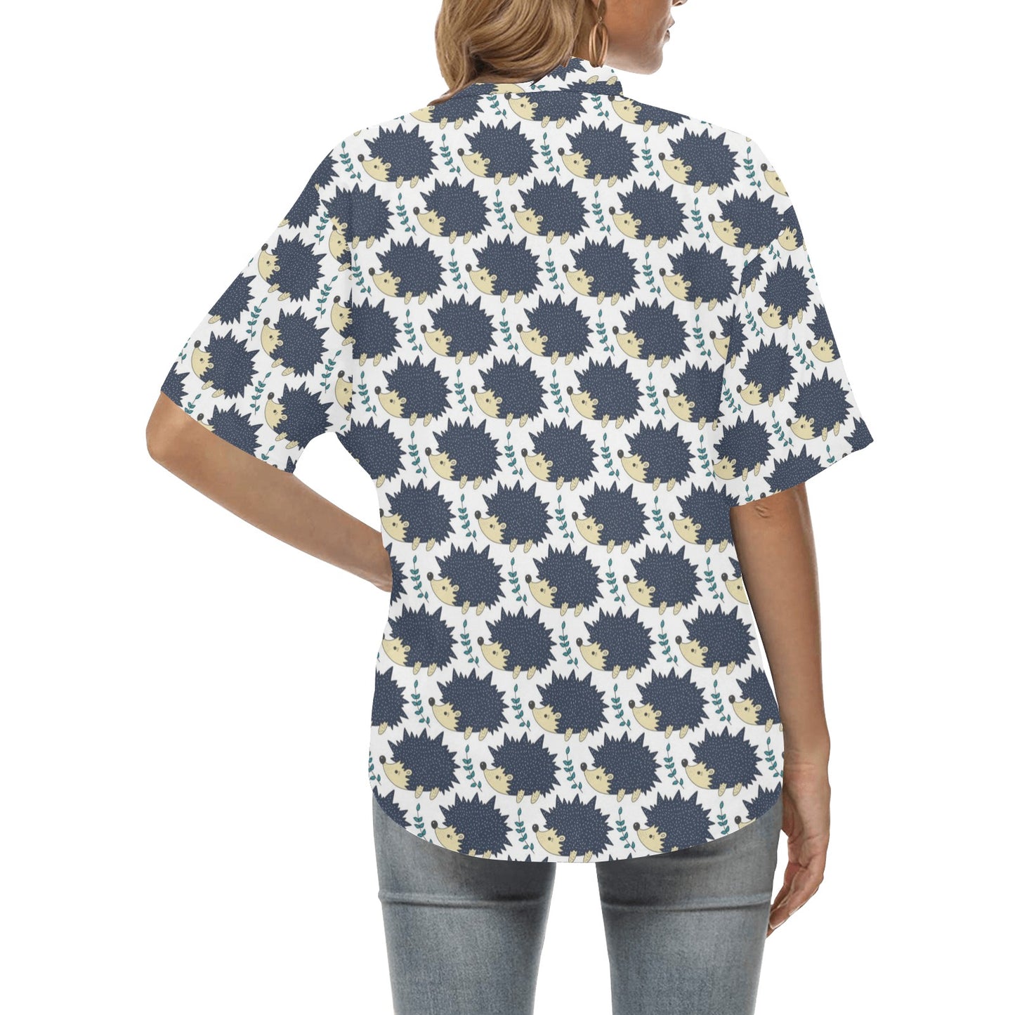 Hedgehog Print Design LKS401 Women's Hawaiian Shirt