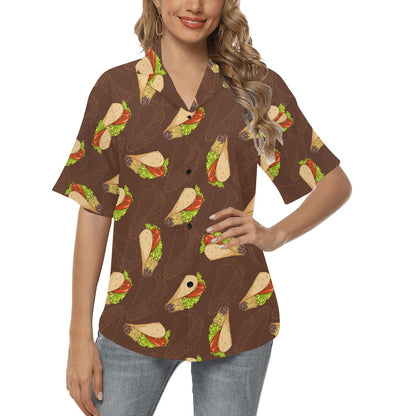 Taco Pattern Print Design TC08 Women's Hawaiian Shirt