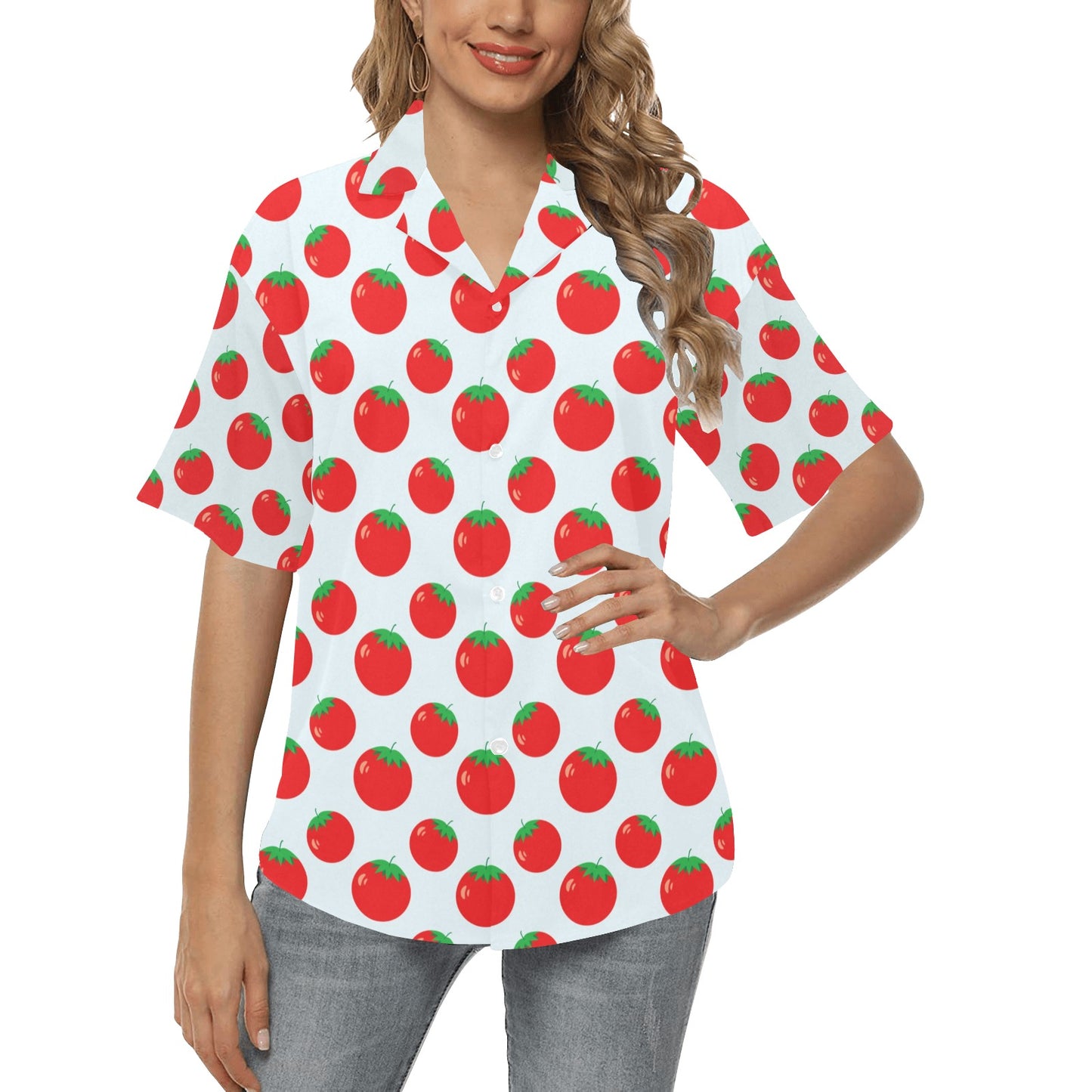 Tomato Print Design LKS307 Women's Hawaiian Shirt