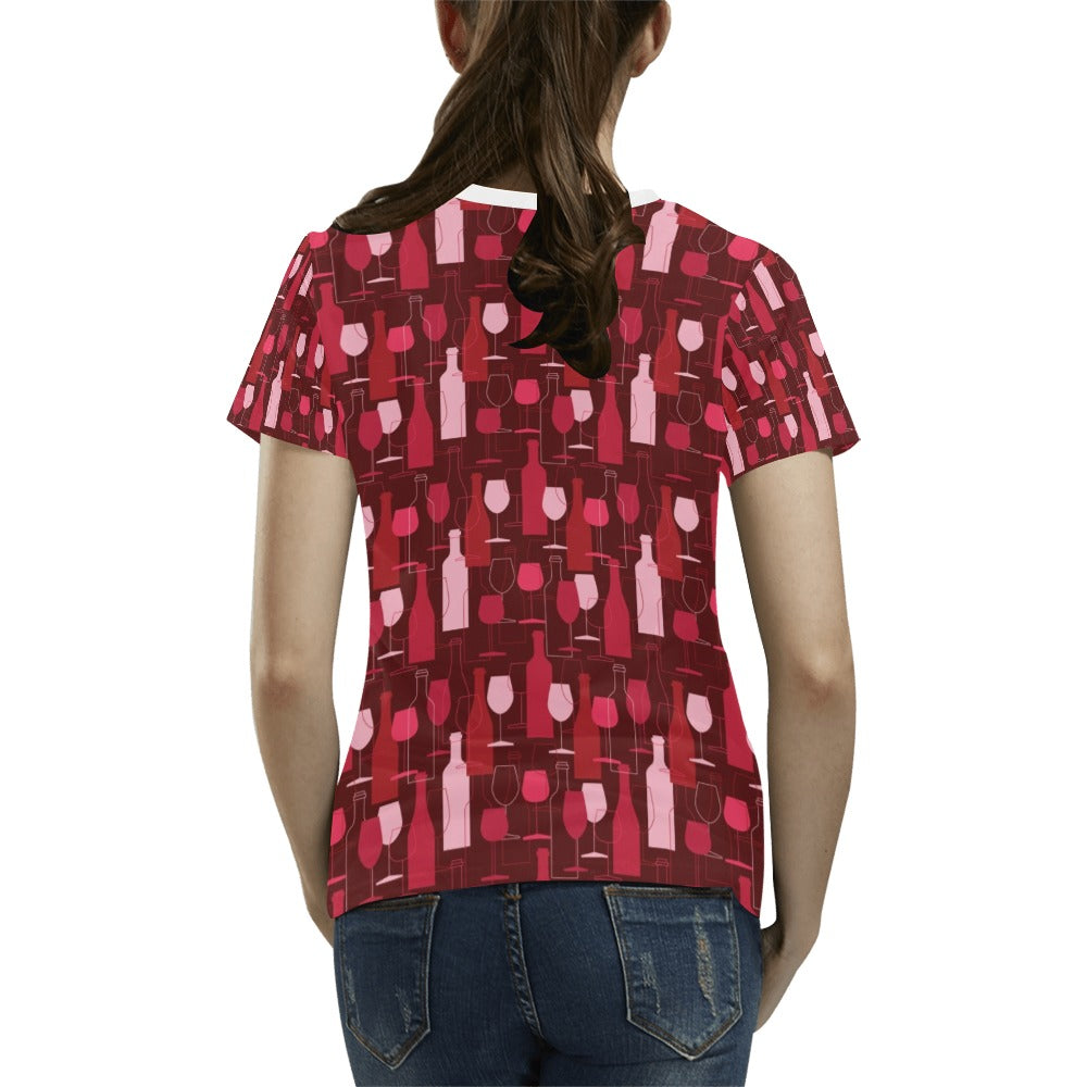 Wine Print Design LKS304 Women's  T-shirt