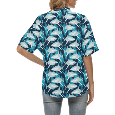 Shark Design Print Women's Hawaiian Shirt