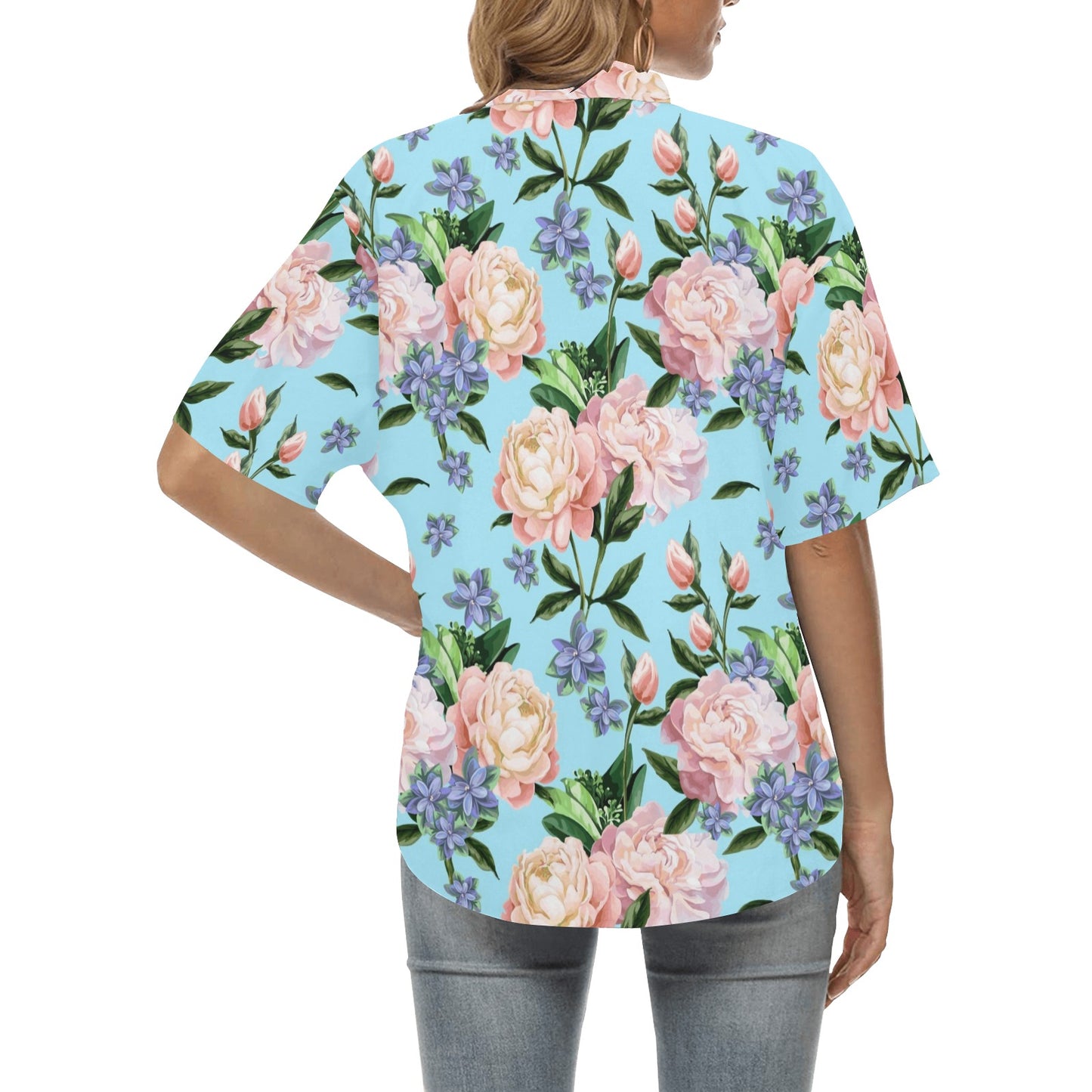 Peony Pattern Print Design PE02 Women's Hawaiian Shirt