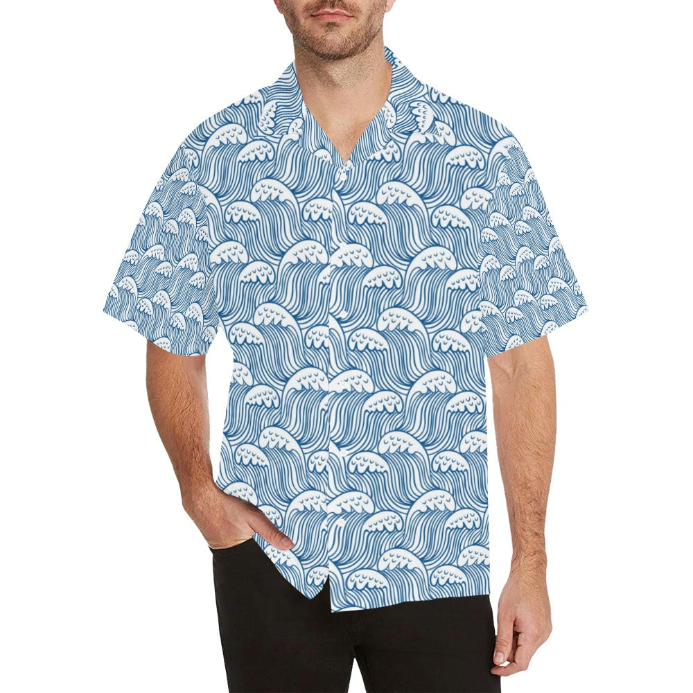Wave Print Design LKS306 Men's Hawaiian Shirt