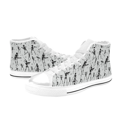 Skeleton Music Player Print Design LKS303 High Top Women's White Shoes