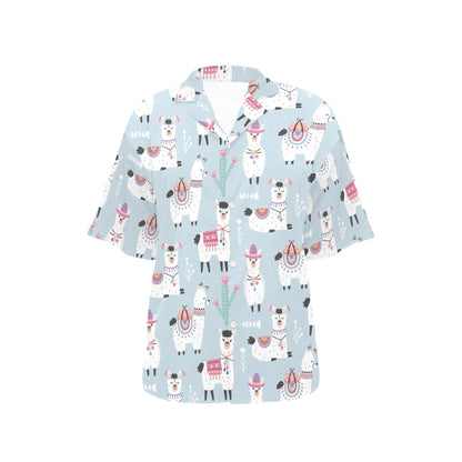 Llama Pattern Print Design 04 Women's Hawaiian Shirt