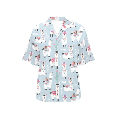 Llama Pattern Print Design 04 Women's Hawaiian Shirt