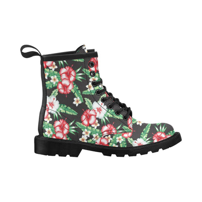 Hawaiian flower tropical leaves Women's Boots