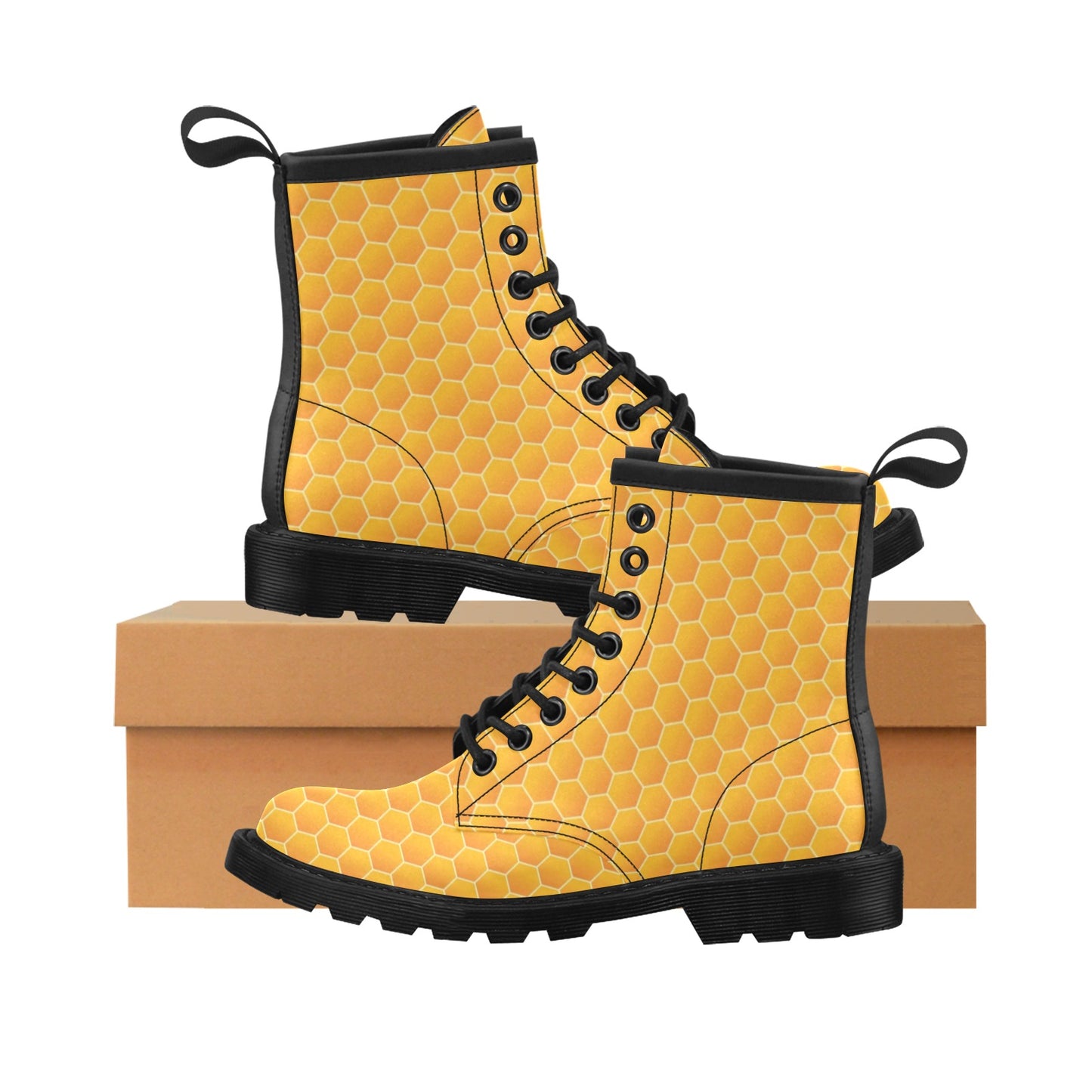 Honey Bee Honeycomb Print Design LKS3011 Women's Boots