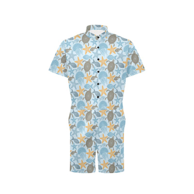 Polynesian Jellyfish Turtle Print Men's Romper