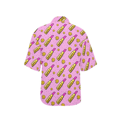 Lipstick Pattern Print Design LT03 Women's Hawaiian Shirt