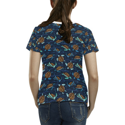 Sea Turtle Print Design LKS3011 Women's  T-shirt