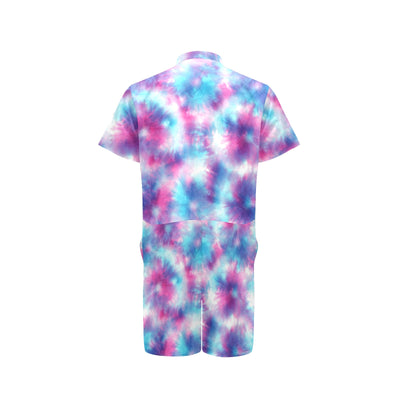 Tie Dye Blue Pink Men's Romper