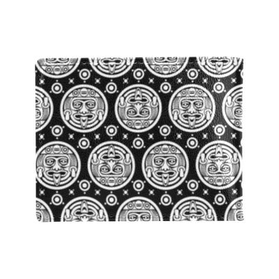 Calendar Aztec White Black Print Pattern Men's ID Card Wallet