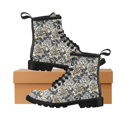 Peony Pattern Print Design PE06 Women's Boots