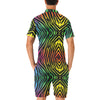 Rainbow Zebra Themed Print Men's Romper