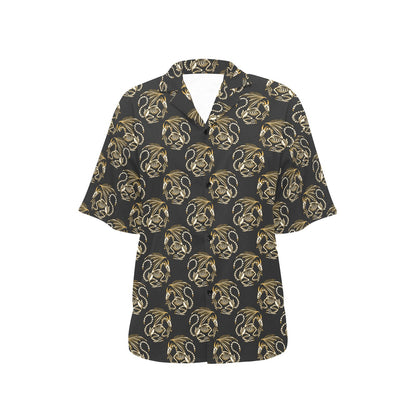 Skeleton Dragon Print Design LKS306 Women's Hawaiian Shirt