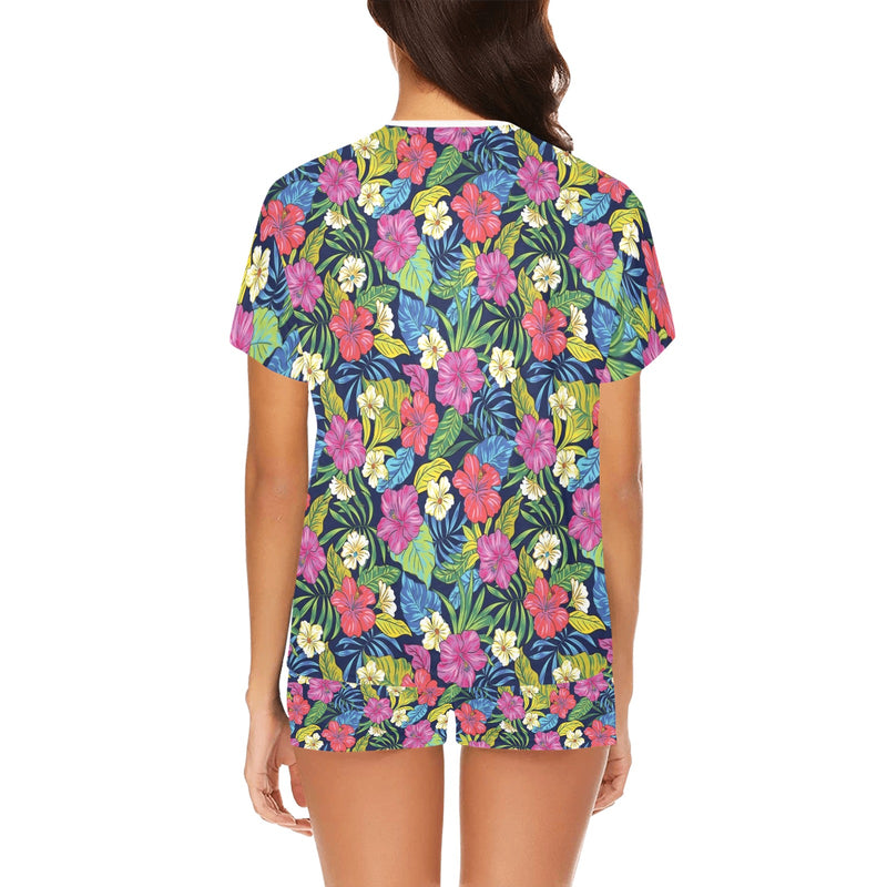 Hibiscus Print Design LKS3010 Women's Short Pajama Set