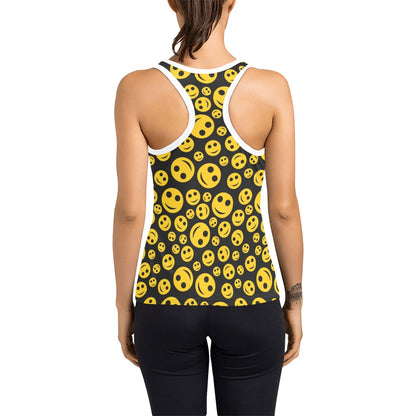 Smiley Face Emoji Print Design LKS304 Women's Racerback Tank Top