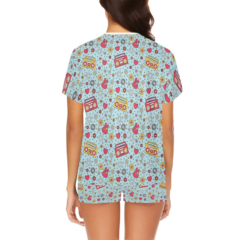 Hippie Print Design LKS307 Women's Short Pajama Set